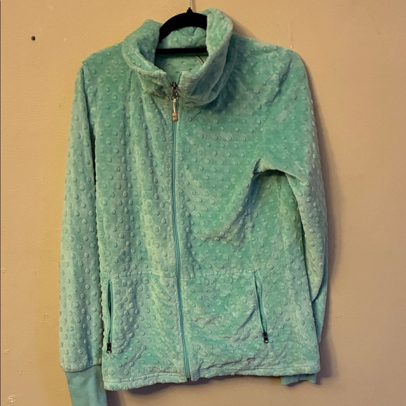 triple flip Jackets & Blazers - Cozy Aqua Textured Teddy Jacket